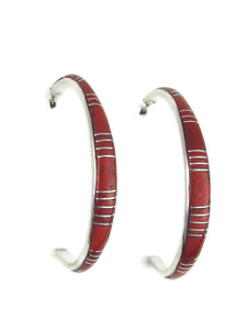 Mediteranean Coral Inlay Hoop Earrings by Kenric Peina (ER8294)