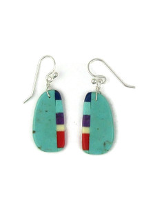 Turquoise & Gemstone Inlay Slab Earrings by Ronald Chavez (ER8329)