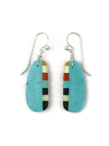 Turquoise & Gemstone Inlay Slab Earrings (ER8330)