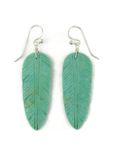 Turquoise Feather Slab Earrings by Ronald Chavez (ER8348)