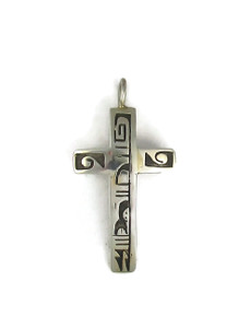 Hopi Silver Overlay Cross Pendant by Frank Lahaleon (PD6288) 