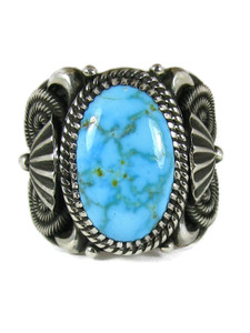 Kingman Turquoise Ring Size 13 1/4 by Derrick Gordon (RG9314) 