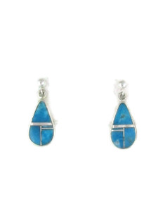 Kingman Turquoise Inlay Earrings by Calvin Begay Jewelry (ER6391) Kingman Turquoise Inlay Earrings by Calvin Begay Jewelry (ER6391)