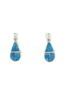 Kingman Turquoise Inlay Earrings by Calvin Begay Jewelry (ER6392) Kingman Turquoise Inlay Earrings by Calvin Begay Jewelry (ER6392)