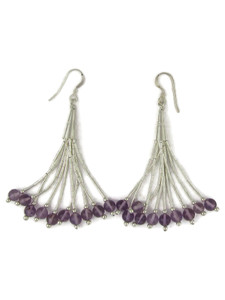 Liquid Silver Amethyst Dangle Earrings (LSERAM165)