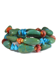 Emerald Valley Turquoise & Spiny Oyster Shell Wrap Bracelet (BR8397) Emerald Valley Turquoise & Spiny Oyster Shell Wrap Bracelet (BR8397)