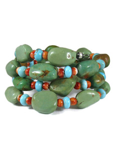 Turquoise & Spiny Oyster Shell Wrap Bracelet (BR8398) Turquoise & Spiny Oyster Shell Wrap Bracelet (BR8398)