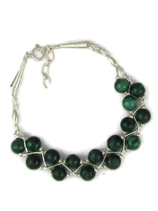 Liquid Silver Malachite Bead Bracelet (LSBRM150) Liquid Silver Malachite Bead Bracelet (LSBRM150)