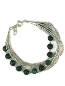 Liquid Silver Malachite Bead Bracelet (LSBRM225) Liquid Silver Malachite Bead Bracelet (LSBRM225)