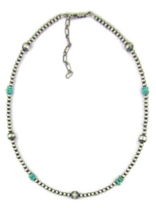 Turquoise Silver Bead Necklace (NK5466)