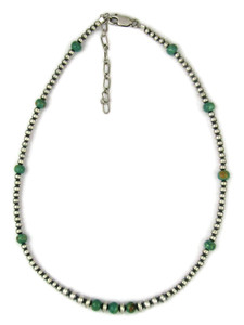 Turquoise Silver Bead Necklace (NK5467) Turquoise Silver Bead Necklace (NK5467)
