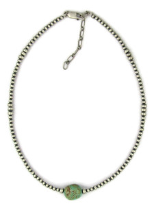 Turquoise Silver Bead Necklace (NK5468)