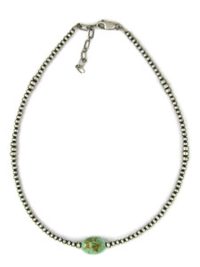 Turquoise Silver Bead Necklace (NK5469)