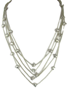 5 Strand Liquid Silver Bear Waterfall Necklace (NK5472)
