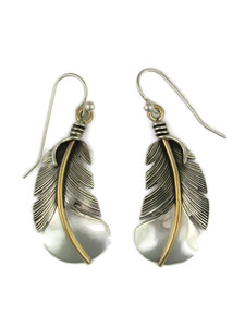 12k Gold & Sterling Silver Feather Earrings 1 7/8" by Raymond Coriz (ER9150) 12k Gold & Sterling Silver Feather Earrings 1 7/8" by Raymond Coriz (ER9150)