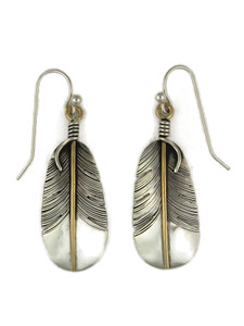 12k Gold & Sterling Silver Feather Earrings 1 7/8" (ER9151) 12k Gold & Sterling Silver Feather Earrings 1 7/8" (ER9151)
