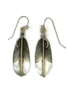 12k Gold & Sterling Silver Feather Earrings by Raymond Coriz (ER9152)
