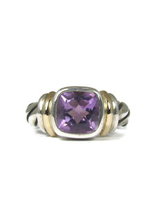 14k Gold & Sterling Silver Amethyst Ring Size 8 1/2 (RG9527)