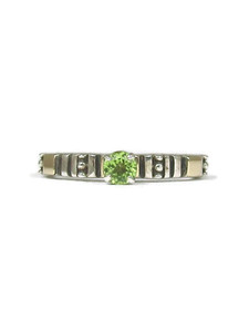 14k Gold Sterling Silver Green Quartz Solitaire Ring Size 6 1/2 (RG9530)
