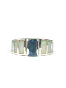 Blue Topaz & Opal Inlay Ring Size 7 (RG9531)