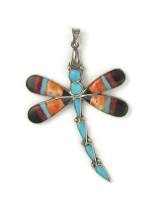 Multi Gemstone Inlay Dragonfly Pendant (PD6436) Multi Gemstone Inlay Dragonfly Pendant (PD6436)