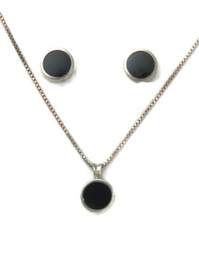 Silver Onyx Earring & Pendant Set (PD6446) Silver Onyx Earring & Pendant Set (PD6446)