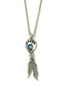 Turquoise Bear Paw Feather Pendant (PD6459) Turquoise Bear Paw Feather Pendant (PD6459)