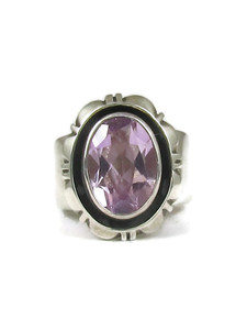Silver Amethyst Pedestal Ring Size 8 (RG5223)
