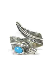Sleeping Beauty Turquoise Feather Wrap Ring Size 8 by Lena Platero (RG551) 