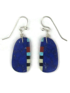 Lapis & Gemstone Inlay Slab Earrings by Ronald Chavez (ER6509)