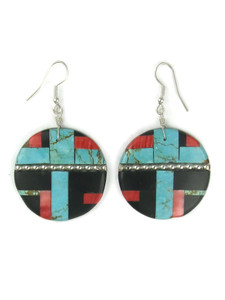 Turquoise, Spiny Oyster Shell, Jet & Mother of Pearl Earrings (ER6511) Turquoise, Spiny Oyster Shell, Jet & Mother of Pearl Earrings (ER6511)