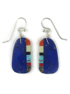 Lapis & Gemstone Inlay Slab Earrings by Ronald Chavez (ER6514)