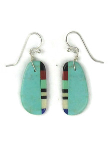 Turquoise & Gemstone Inlay Slab Earrings by Ronald Chavez (ER6518)