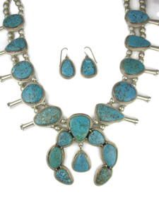Kingman Turquoise Squash Blossom Necklace Set (NK5562)