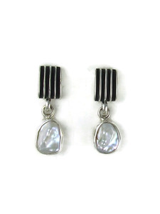 Silver Channel Mabe Pearl Post Earrings (ER6417)