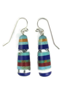 Turquoise & Gemstone Inlay Drop Earrings by Ronald Chavez (ER6432) 