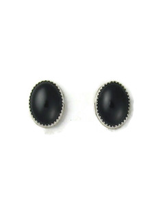 Silver Black Onyx Post Earrings (ER6589)
