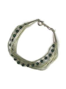 Liquid Silver Malachite Bead Bracelet (LSBR003M)