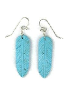 Turquoise Feather Slab Earrings (ER6014)