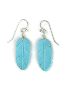 Turquoise Feather Slab Earrings (ER6016)