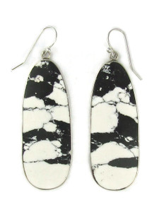 Silver Bezel White Buffalo Slab Earrings (ER6037)