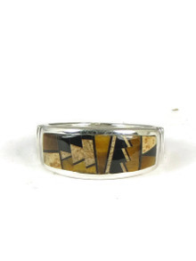 Tiger Eye, Jet & Jasper Geometric Inlay Ring Size 12 (RG4350-S12) 