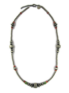 Spiny Oyster Shell & Turquoise Silver Bead Necklace by Rose Martin