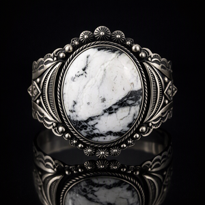 White Buffalo Cuff Bracelet by Aaron Toadlena (BR8744)