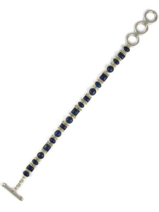 Silver Lapis Tennis Link Bracelet by Thomas Valencia (BR8750)