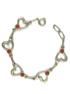 Mediterranean Coral Heart Link Bracelet by Mildred Parkhurst (BR8754)