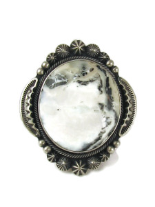 White Buffalo Ring Size 8 by Aaron Toadlena (RG9602)
