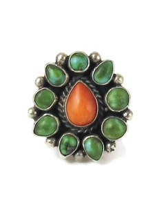 Sonoran Turquoise Spiny Oyster Shell Cluster Ring Size 8 (RG9619)