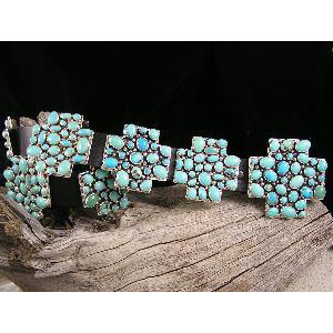 Navajo Turquoise Cluster Cross Concho Belt Navajo Turquoise Cluster Cross Concho Belt