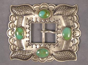 Large Handmade Turquoise Belt Buckle Large Handmade Turquoise Belt Buckle